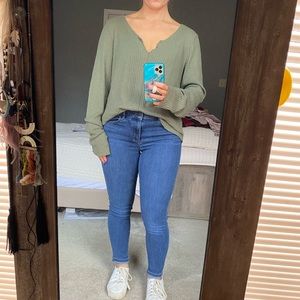 Sage waffle knit top!